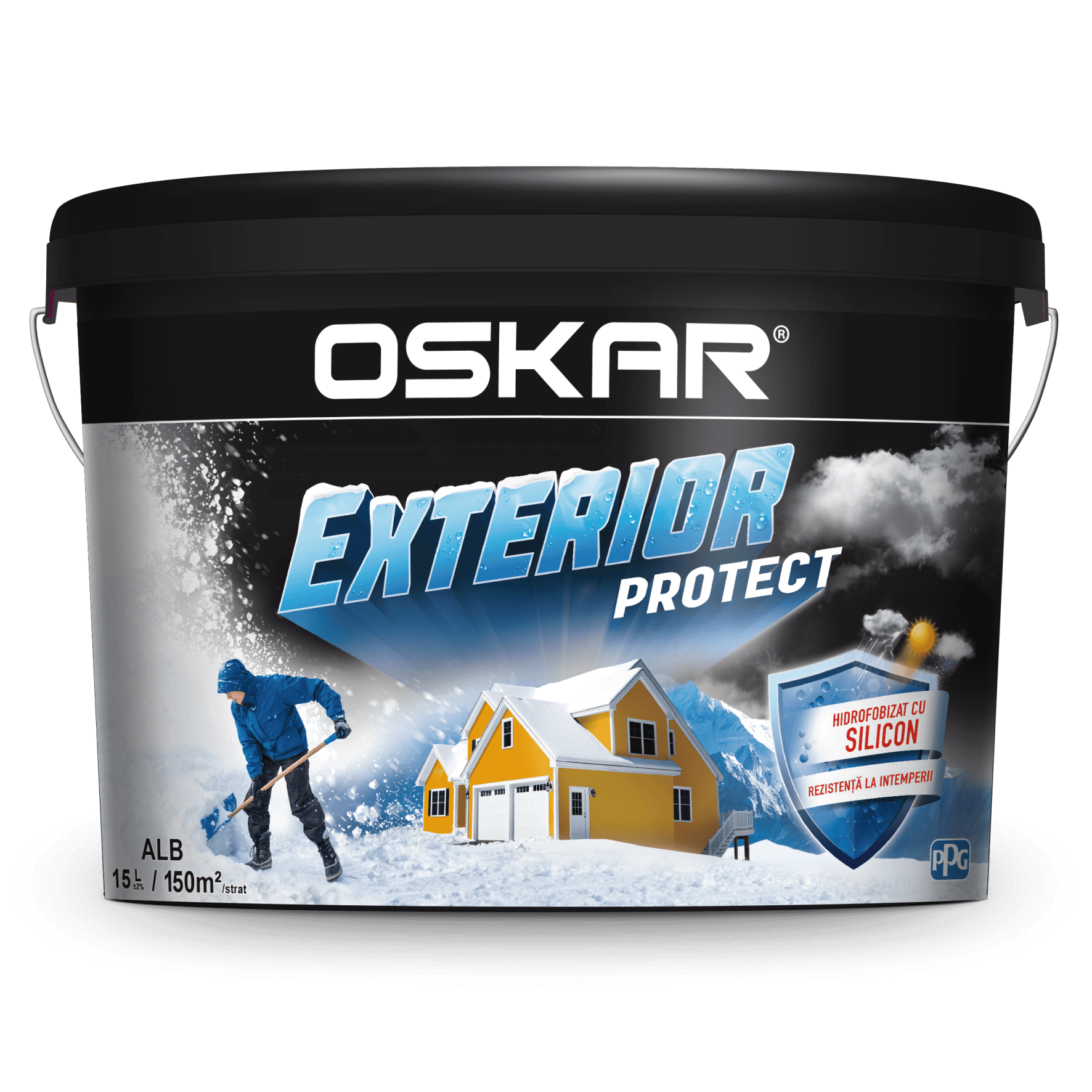 Vopsea lavabila, Oskar Exterior Protect, alb, 15 L