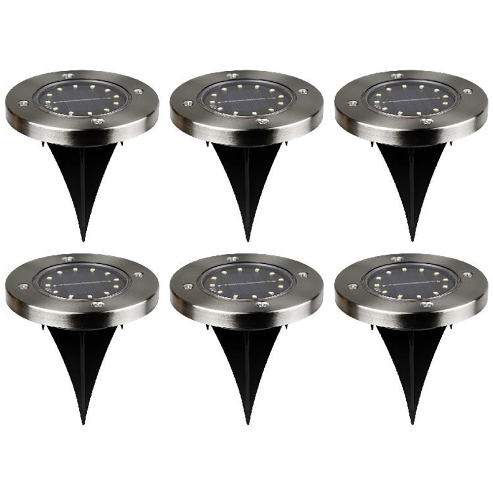 Set 6 lampi solare LED, 0.04 W, IP65, metal, argintiu