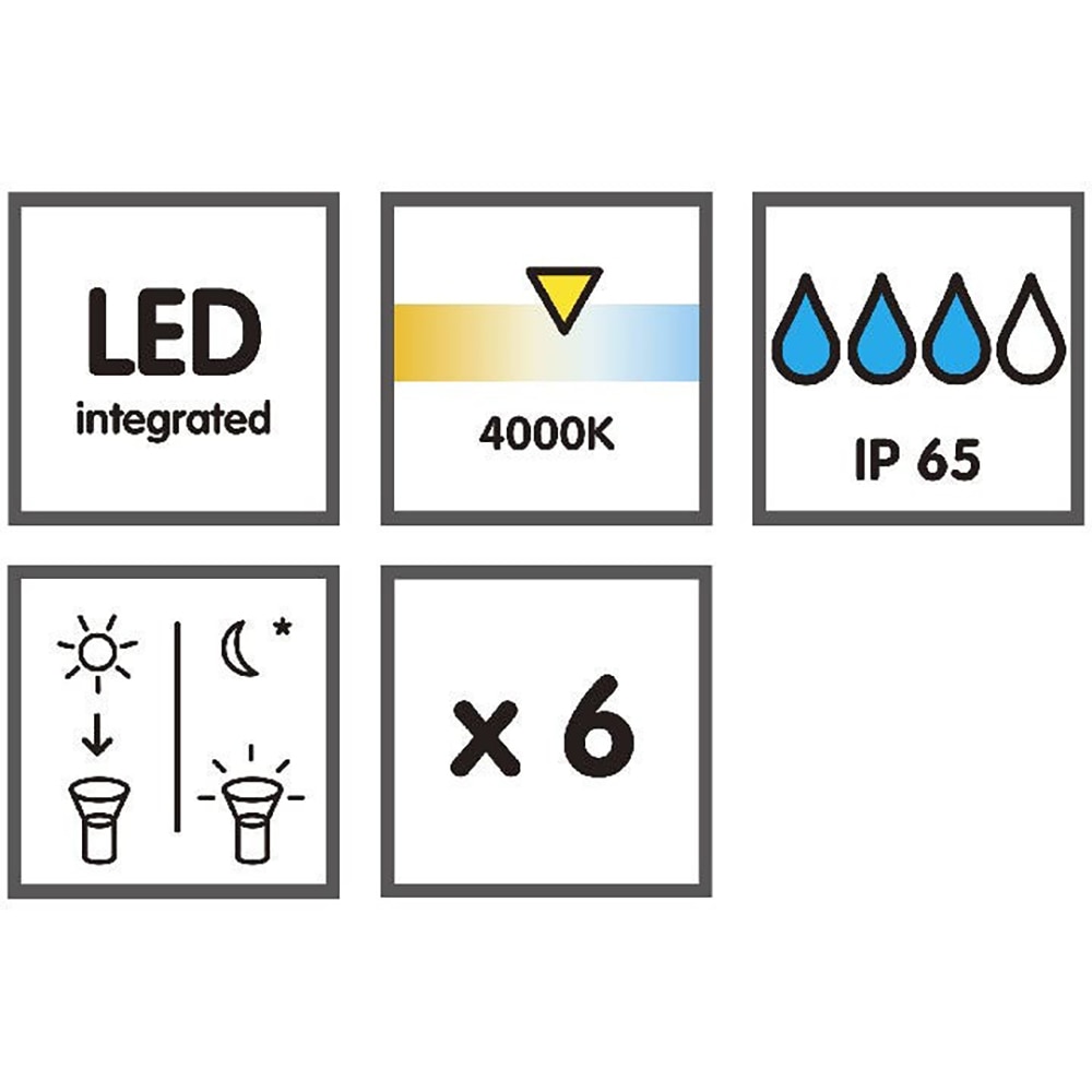 Set 6 lampi solare LED, 0.04 W, IP65, metal, argintiu
