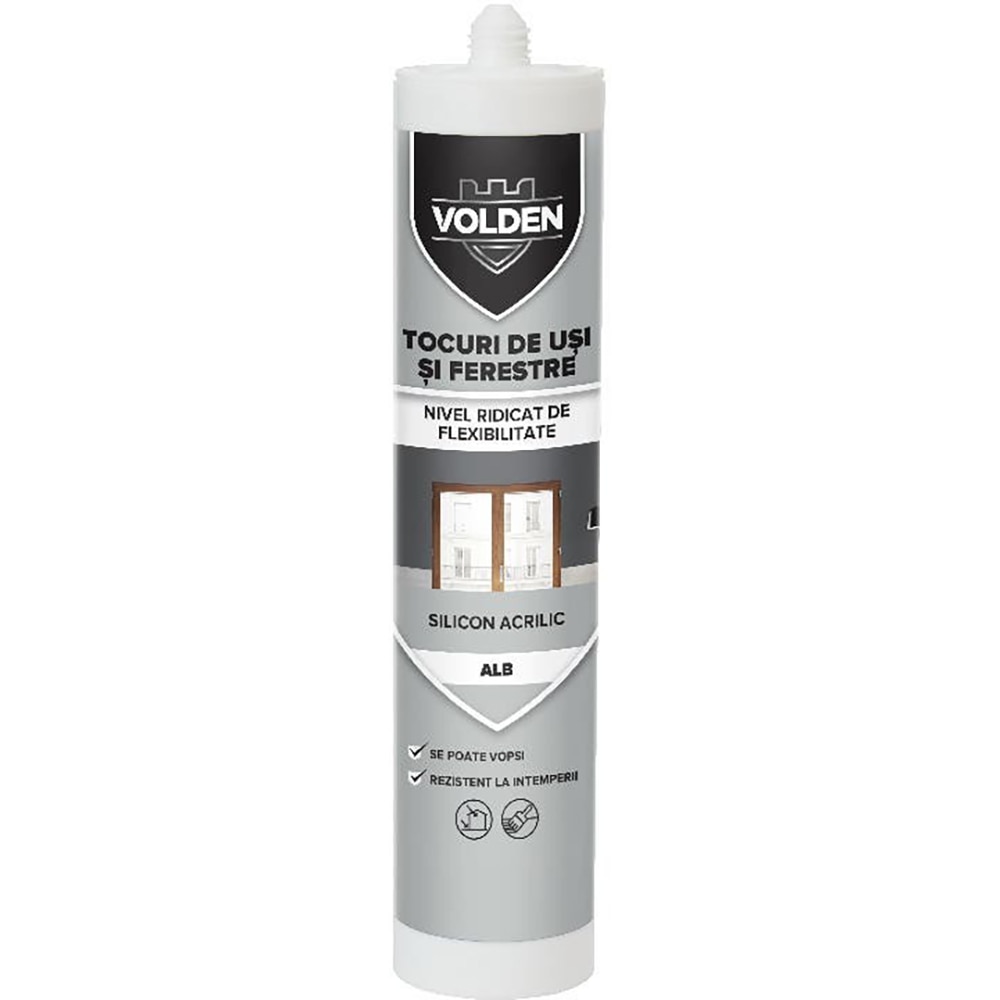 Silicon acrilic pentru ferestre si usi aplicare pistol VOLDENT, alb, 280 ml