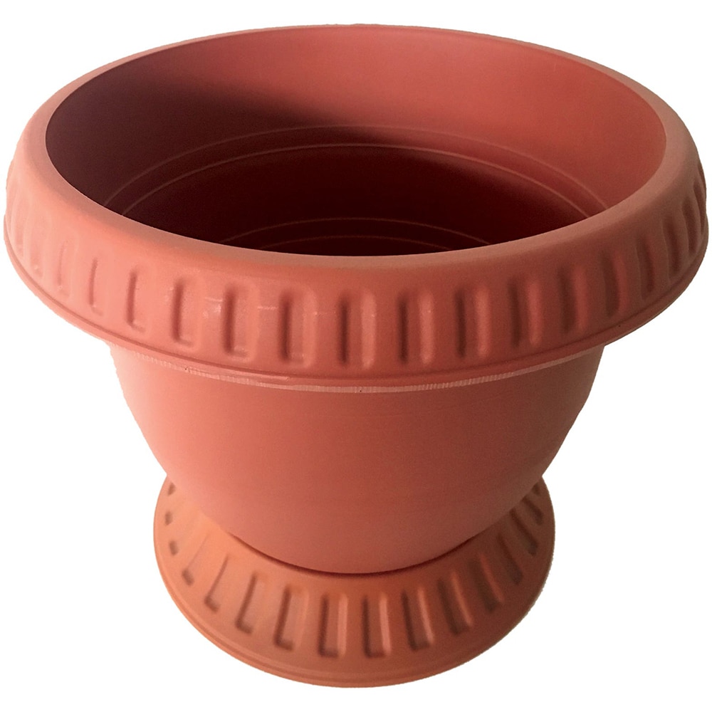 Set ghiveci cu farfurie rotund NAPOCHIM, polipropilena, 34 cm, maro 