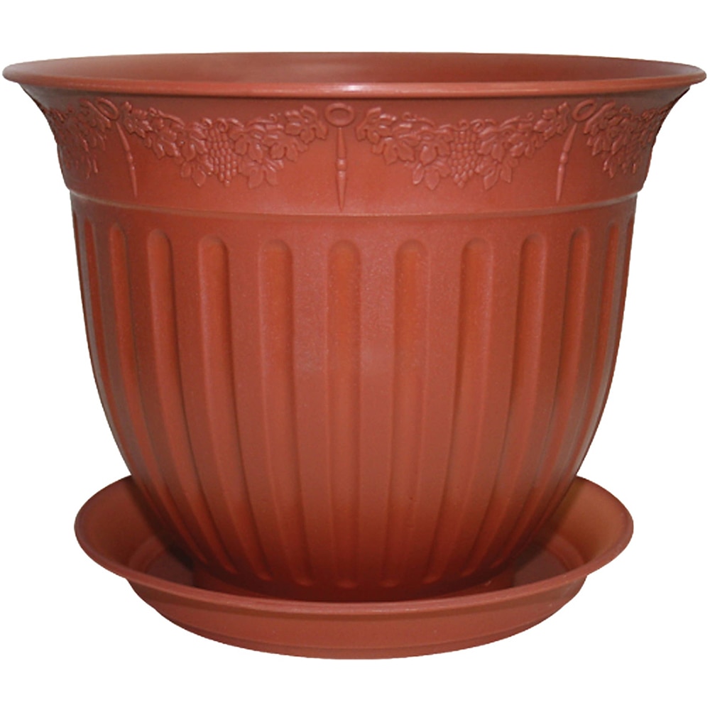 Set ghiveci cu farfurie rotund NAPOCHIM, polipropilena, 25 cm, maro 