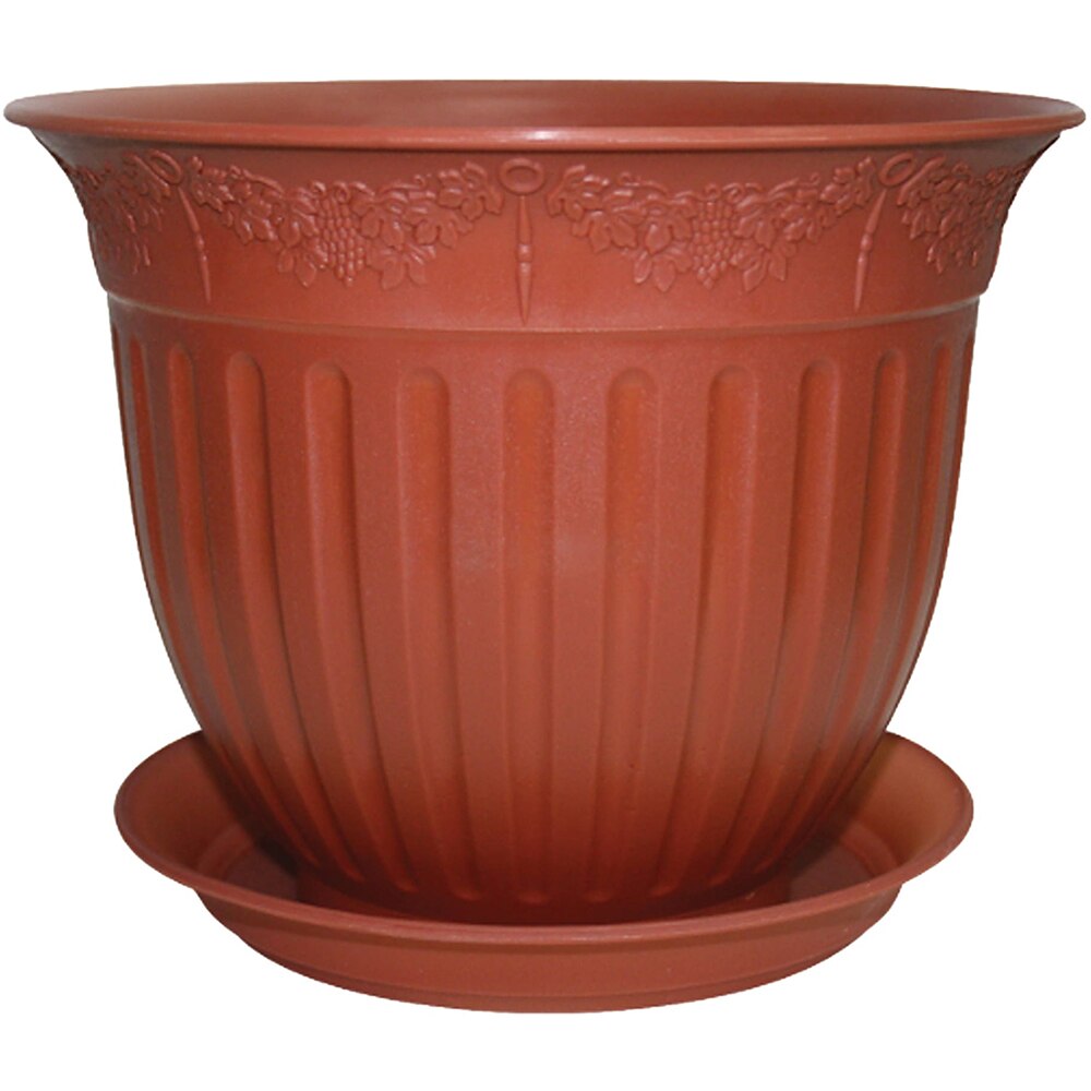 Set ghiveci cu farfurie rotund NAPOCHIM, polipropilena, 35 cm, maro 