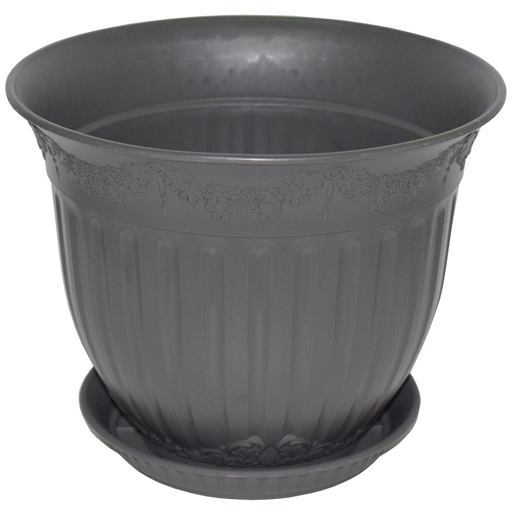 Set ghiveci cu farfurie rotund NAPOCHIM, polipropilena, 45 cm, negru