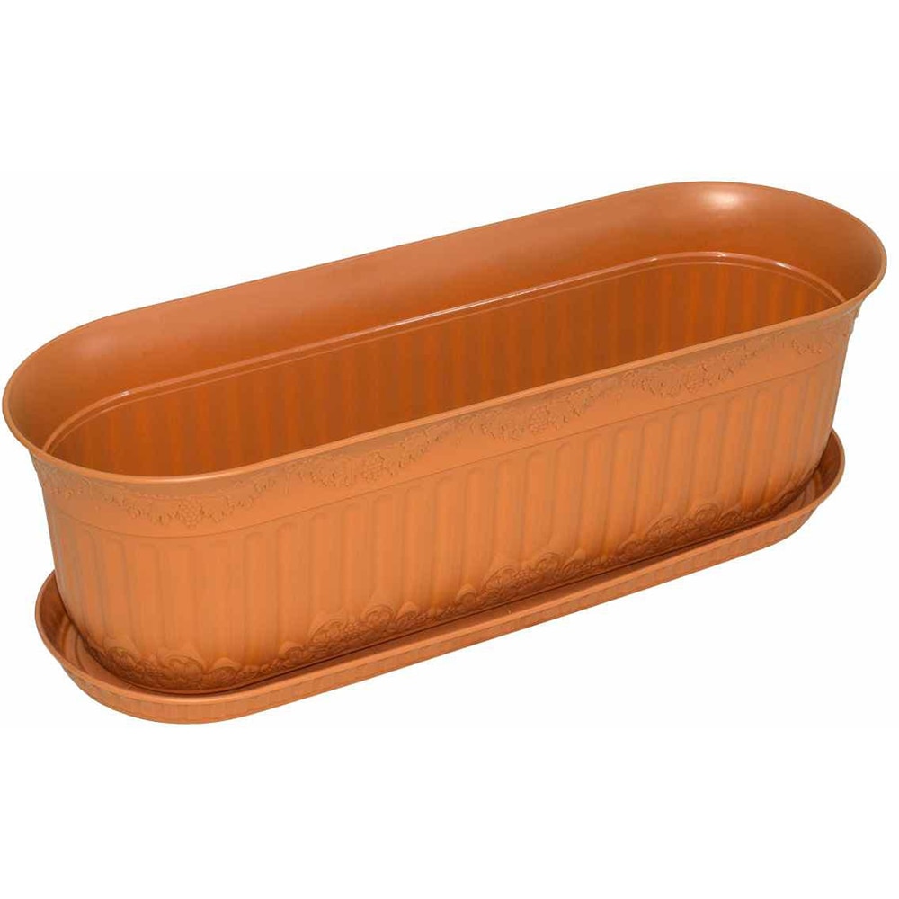 Jardiniera forma dreptunghiulara NAPOCHIM, polipropilena, 38 x 14 x 12 cm, maro