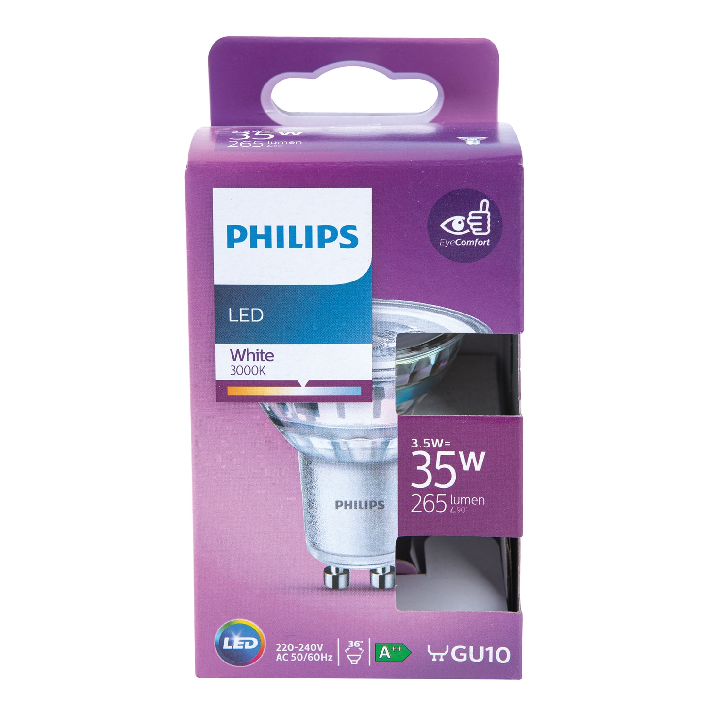 Bec LED, GU10, 35W, 3000K, plastic, model forma reflector directional  Philips