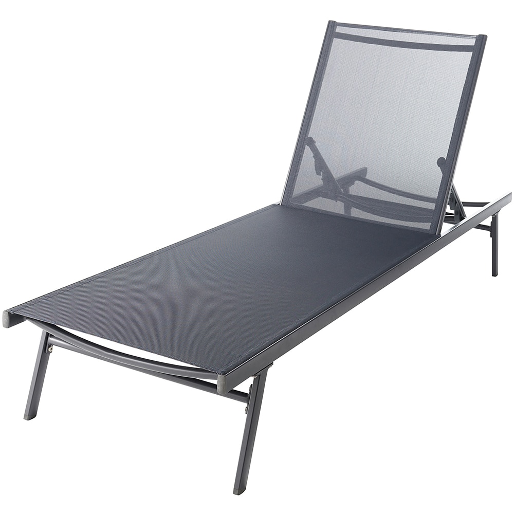 Sezlong gradina GOODHOME Alona, aluminiu, 198 x 88 x 60 cm, negru