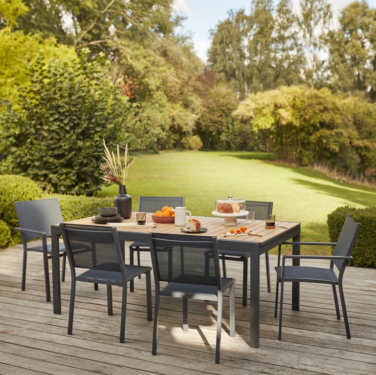 Scaun de gradina, negru, otel, 47 x 86 cm • Batz Ebony