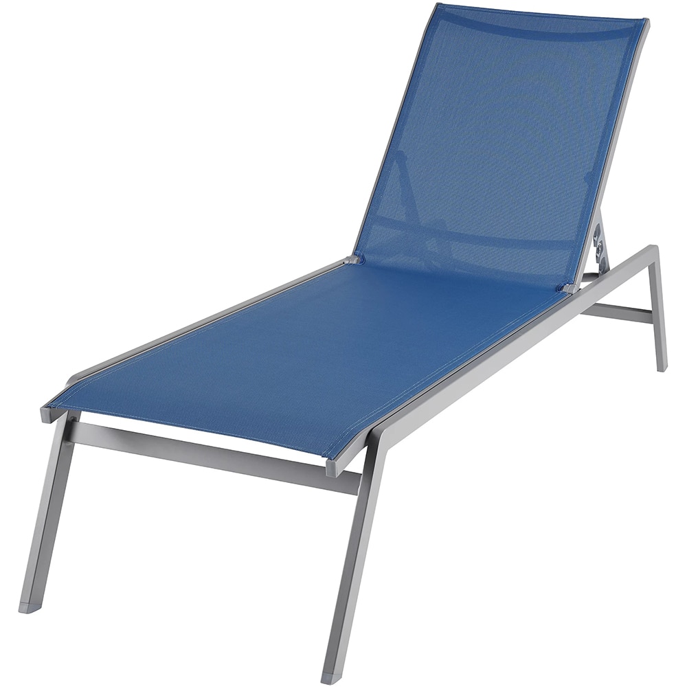 Sezlong gradina GOODHOME Batz, aluminiu, 195 x 59 x 92.5 cm, albastru