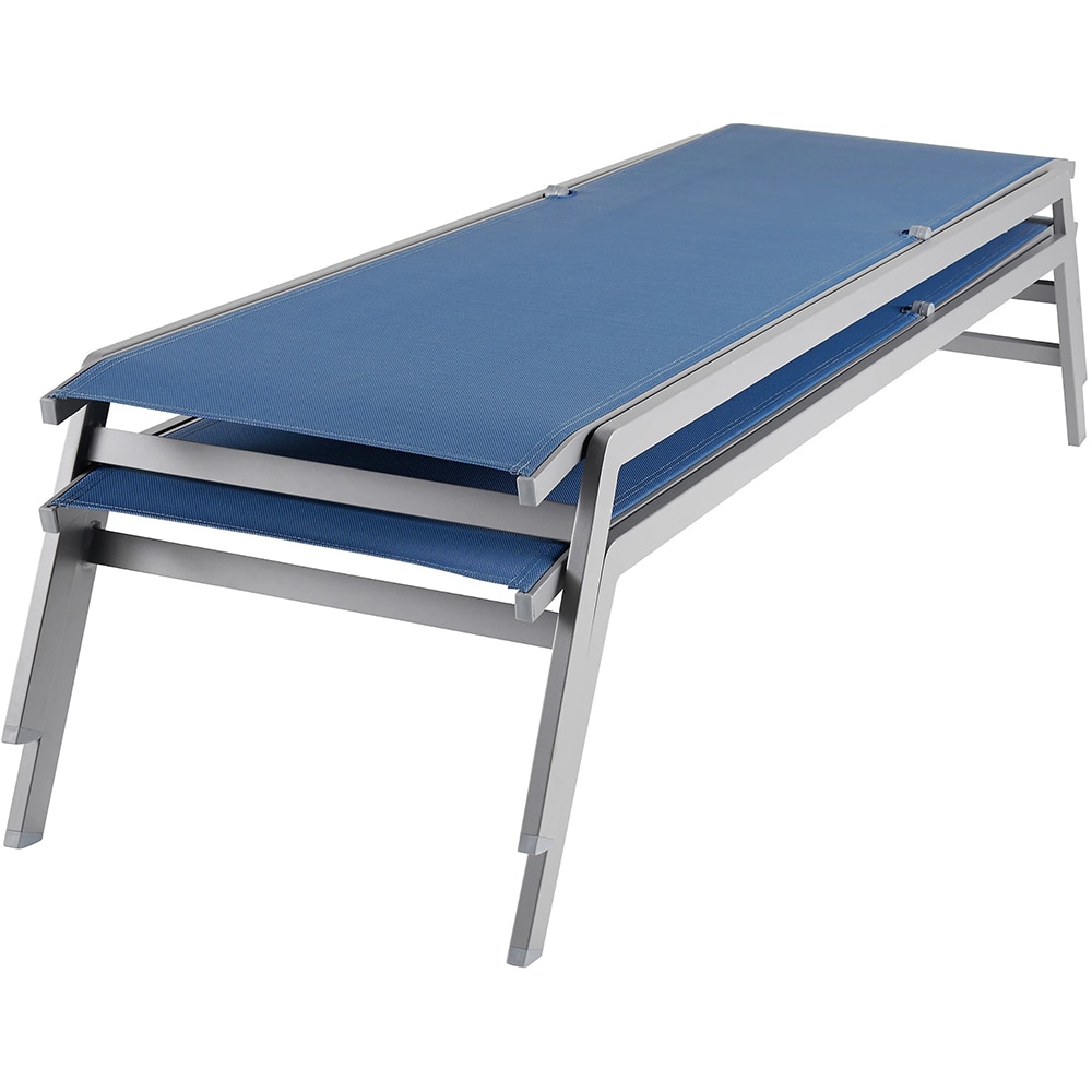 Sezlong gradina GOODHOME Batz, aluminiu, 195 x 59 x 92.5 cm, albastru