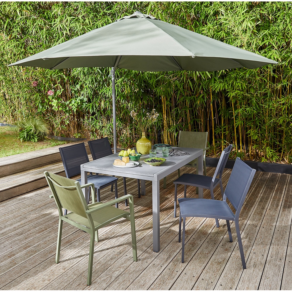 Umbrela terasa GOODHOME Mallorca, aluminiu, 350 x 255 cm, verde