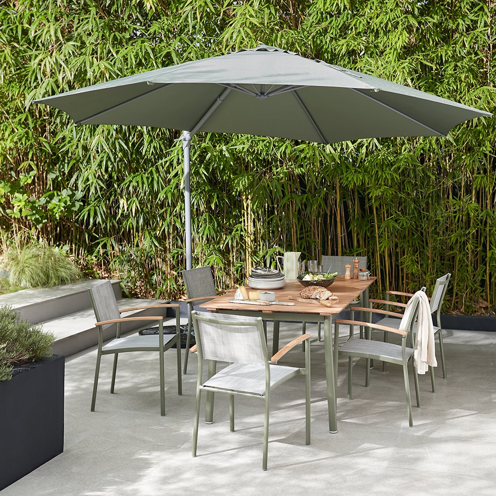 Umbrela terasa GOODHOME Mallorca, aluminiu, 350 x 255 cm, verde