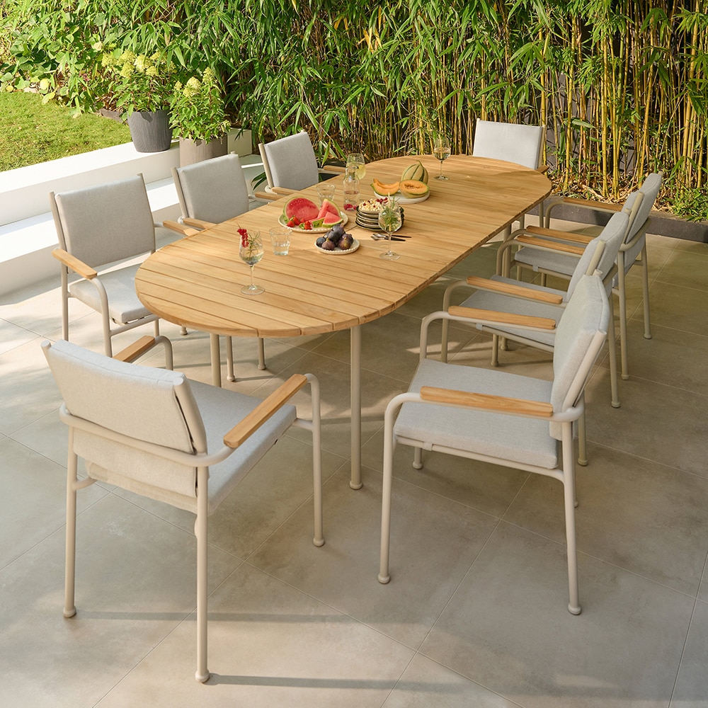 Umbrela terasa GOODHOME Mallorca, aluminiu, 350 x 255 cm, bej