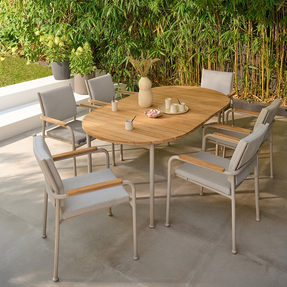 Umbrela terasa GOODHOME Mallorca, aluminiu, 350 x 255 cm, bej