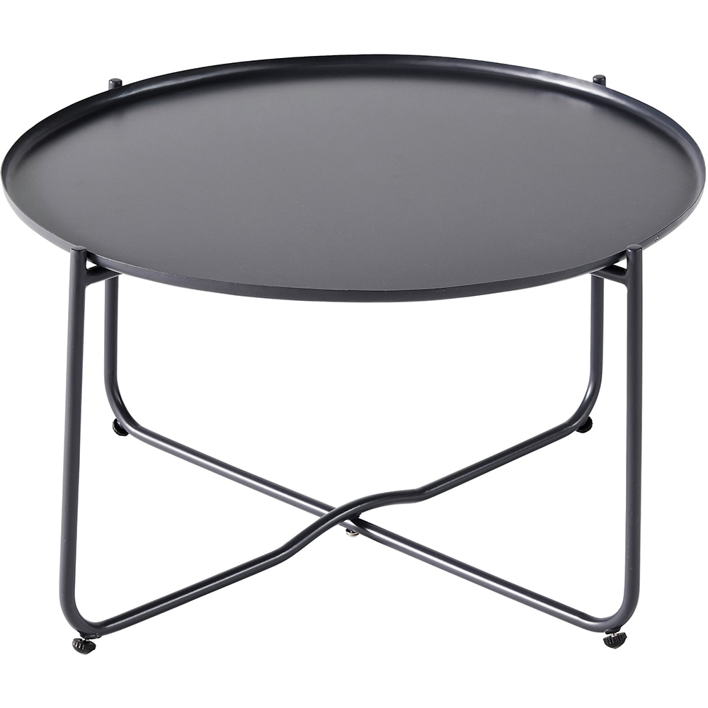 Masa terasa GOODHOME Nova, otel, 60 x 36 x 36 cm, negru