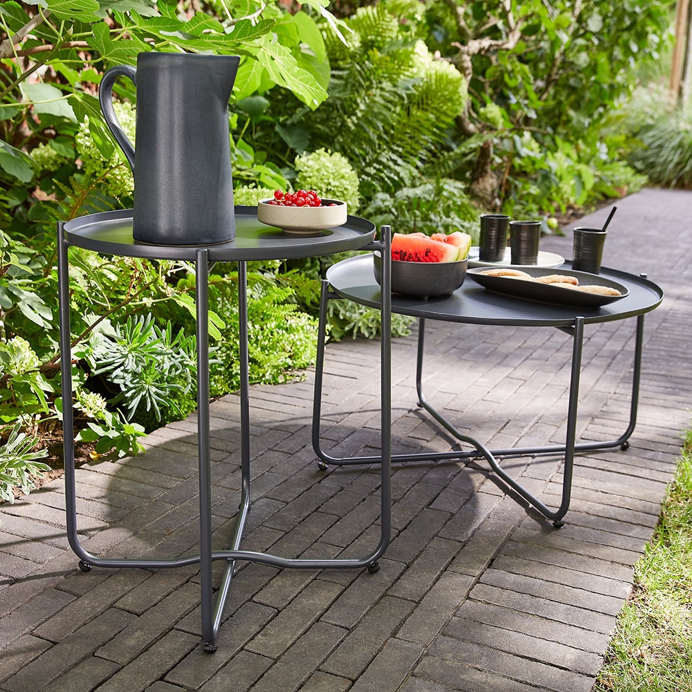 Masa terasa GOODHOME Nova, otel, 60 x 36 x 36 cm, negru