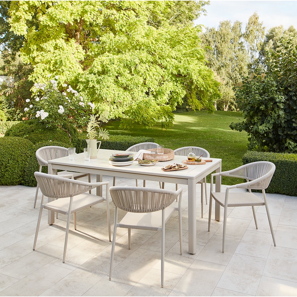 Masa terasa GOODHOME Santorin, aluminiu, 260 x 100 x 75 cm, bej