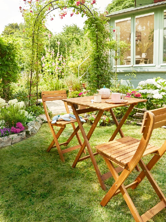 Set 2 scaunde de gradina si terasa GoodHome Virginia, maro, lemn, pliabil, 38 x 79 x 49 cm