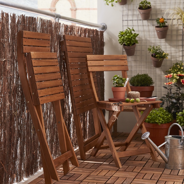 Set 2 scaunde de gradina si terasa GoodHome Virginia, maro, lemn, pliabil, 38 x 79 x 49 cm