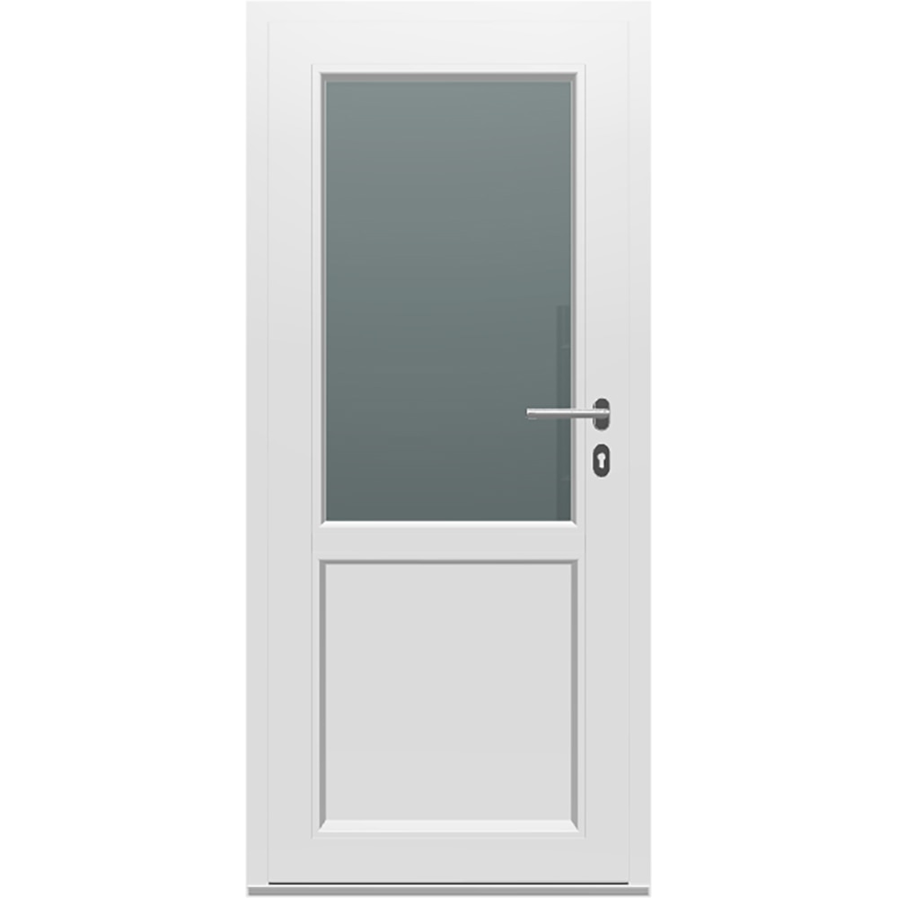 Usa exterior FENSTERWELT, cu geam, 4 camere, 2/3, stanga, PVC, 88 x 195 cm, alb
