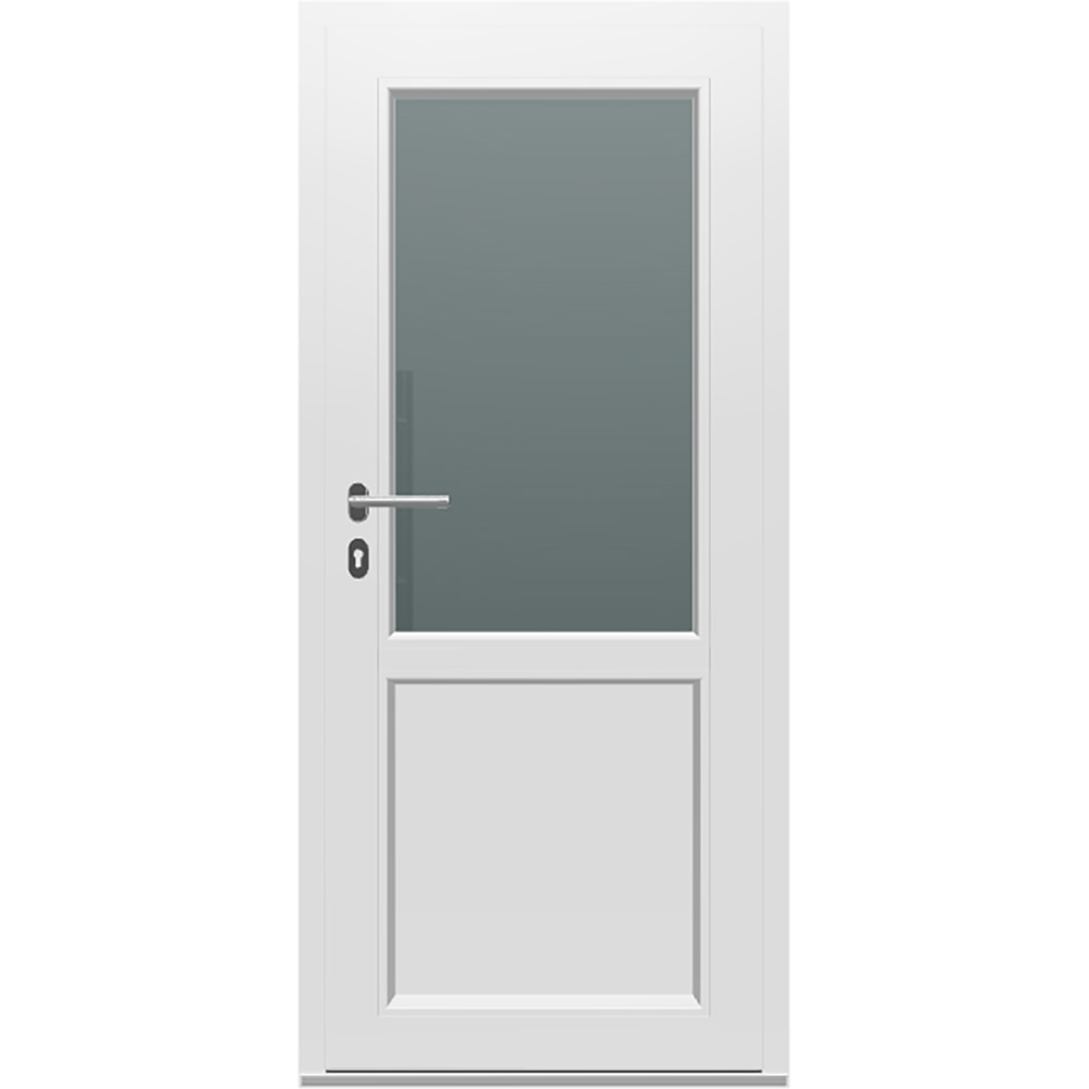 Usa exterior FENSTERWELT, cu geam, 4 camere, 2/3, dreapta, PVC, 88 x 195 cm, alb