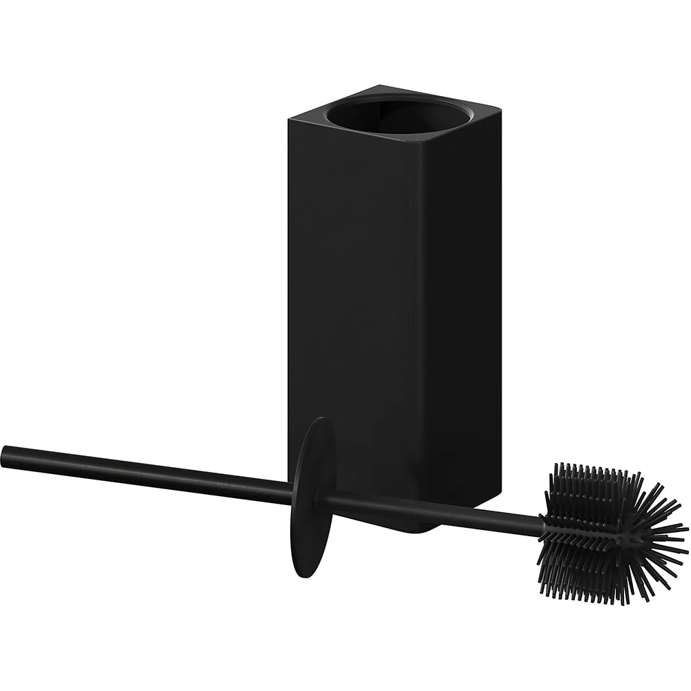 Perie WC cu suport Elland GOODHOME, 10 x 44.7 cm, polipropilena si otel, negru