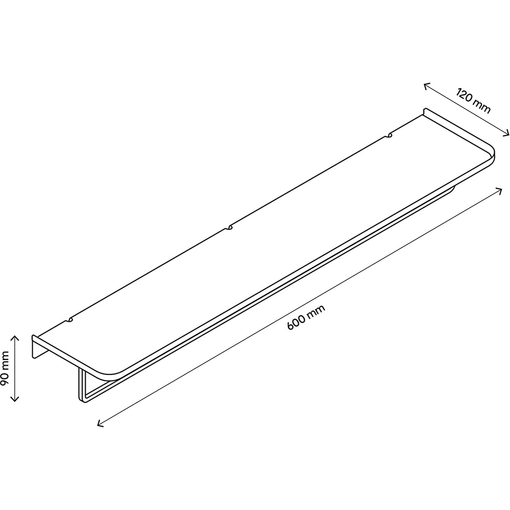 Raft pentru baie Elland GOODHOME, 60 x 12 x 9 cm, otel, negru mat 