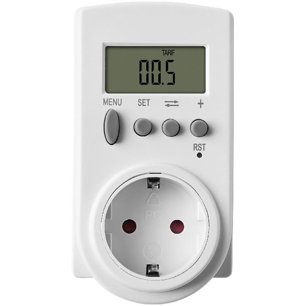 Priza cu control si masurare consum energie GOODHOME, ecran LCD, 3680W, ABS, alb