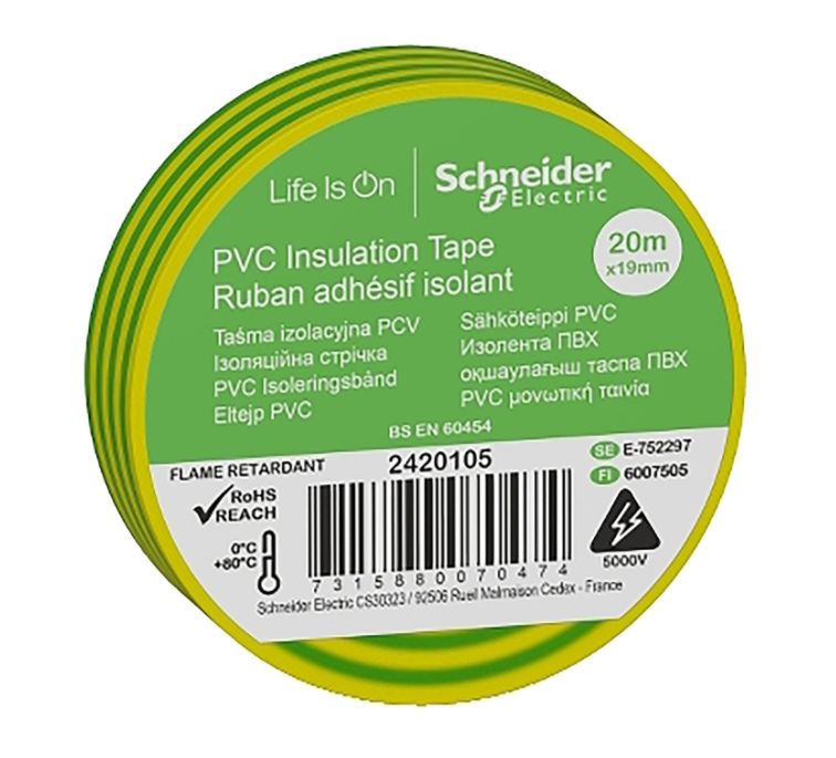 Banda izolatoare PVC, 19mmX20m, galben/verde • Schneider Electric