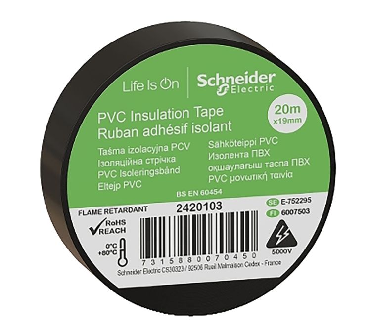 Banda izolatoare PVC, 19mmX20m, neagra • Schneider Electric