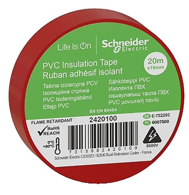 Banda izolatoare PVC, 19mmX20m, rosie Schneider Electric