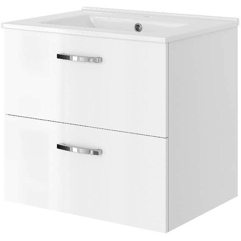 Lavoar pe blat Aruna, ceramica, 61 x 46.5 cm, alb lucios