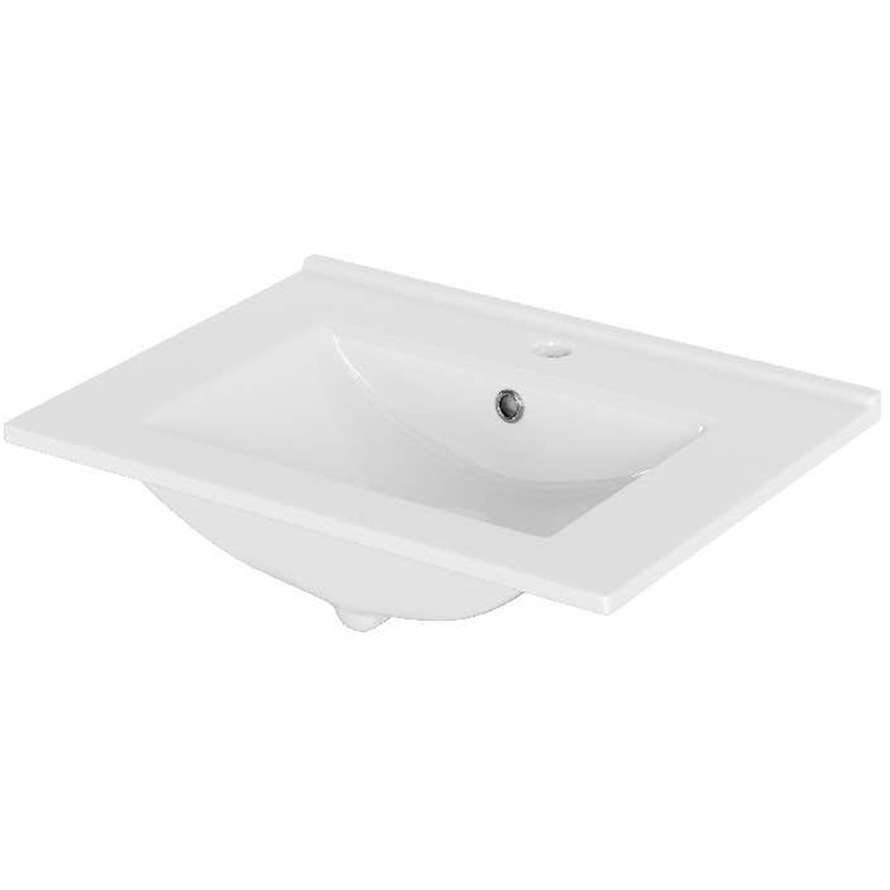 Lavoar pe blat Aruna, ceramica, 61 x 46.5 cm, alb lucios