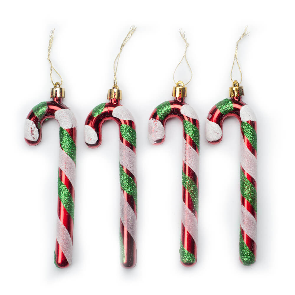 Set decoratiuni brad Bastonase de bomboane, 12 cm, 4 bucati, multicolor