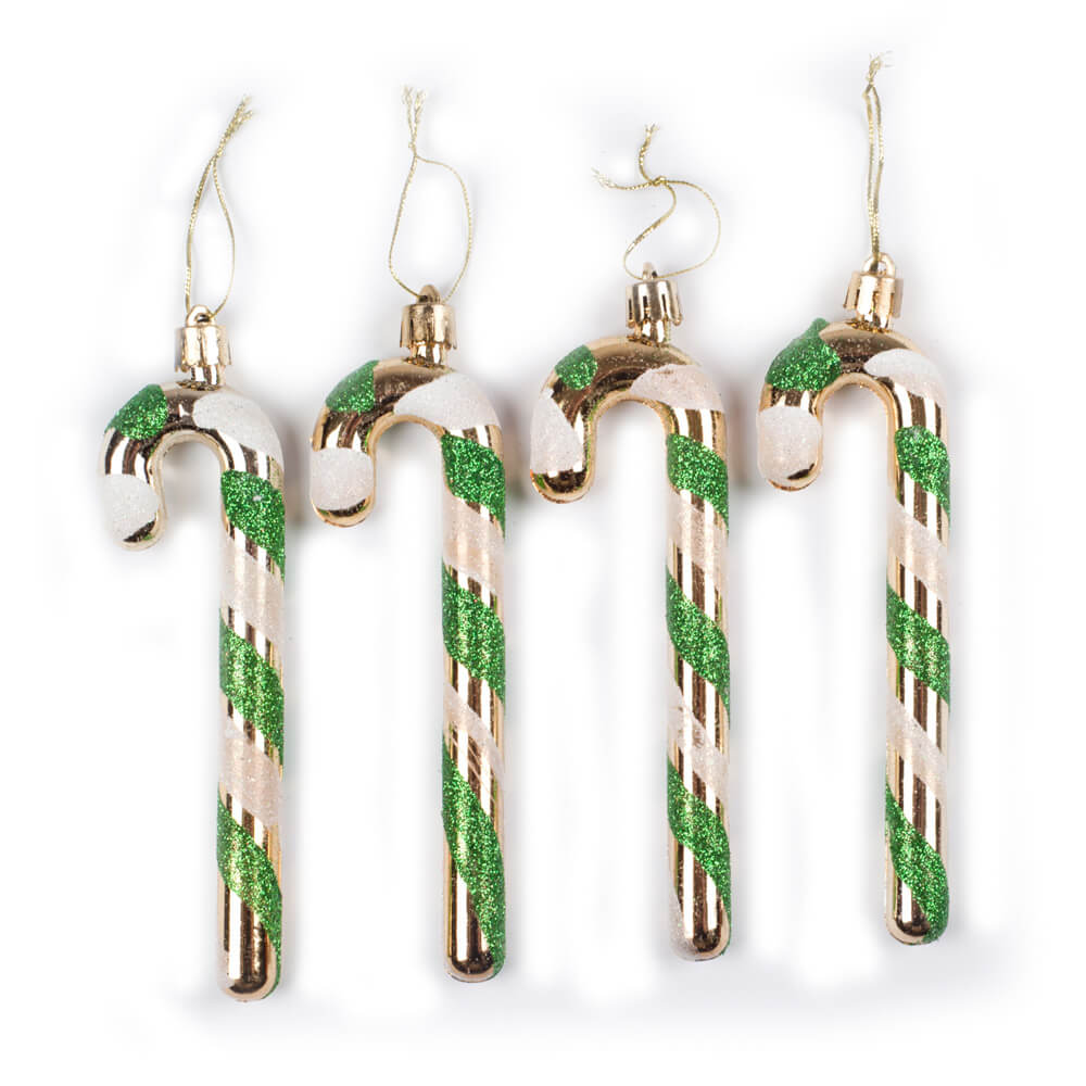 Set decoratiuni brad Bastonase de bomboane, 12 cm, 4 bucati, multicolor