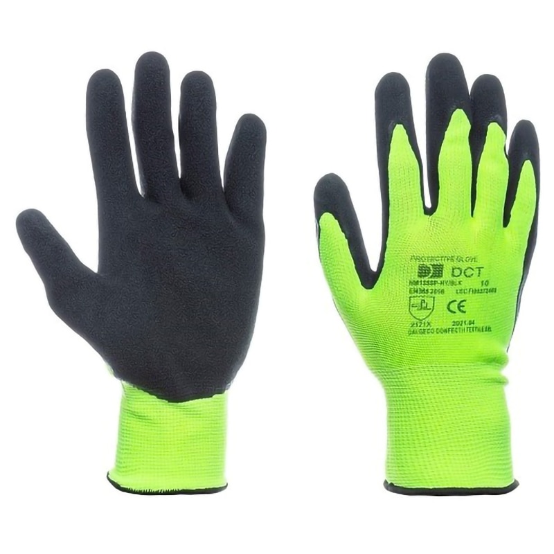 Manusi de protectie DALGECO Palawan DCT, marimea 10, negru/verde fosforescent
