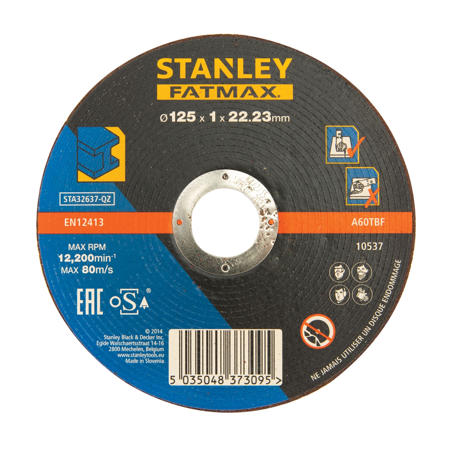 Disc Abraziv Fatmax, Metale, 125 x 22.2 x 1 mm  Stanley STA32637-QZ
