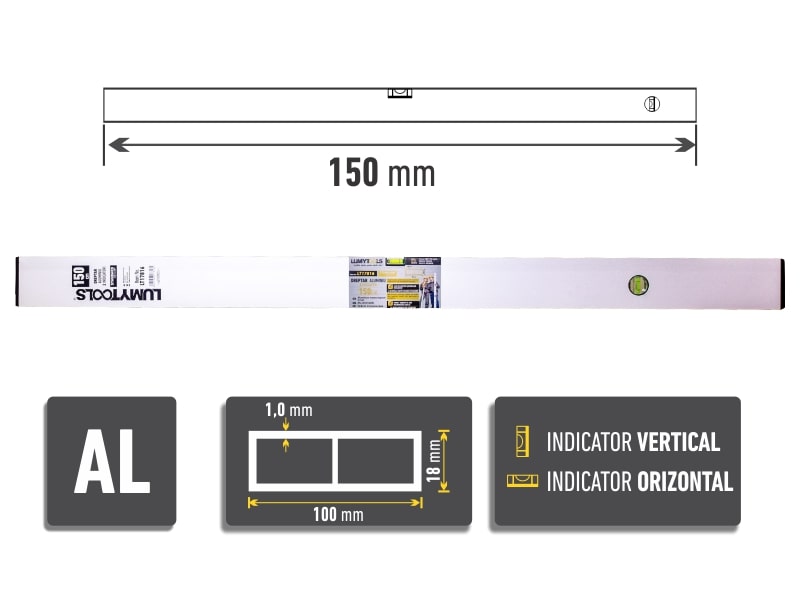 Dreptar al.2 indicatori. 150cm • LumyTools, Standard