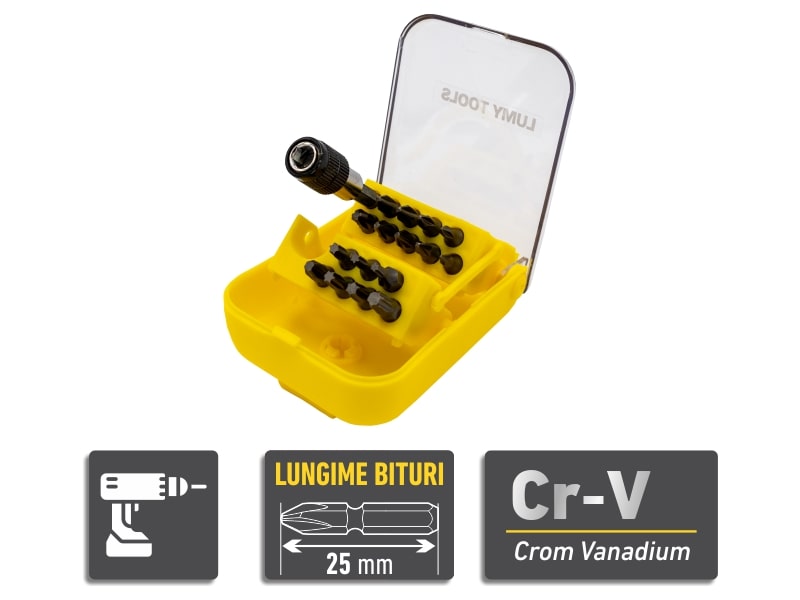 Set 16 biti, prelungitor magnetic, 60 mm  LumyTools, Standard