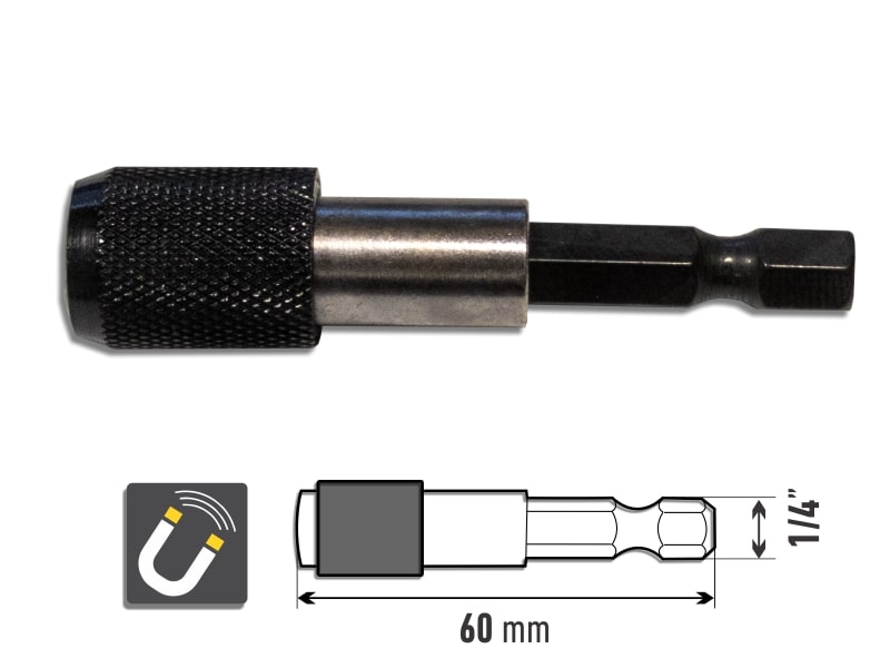 Set 16 biti, prelungitor magnetic, 60 mm  LumyTools, Standard