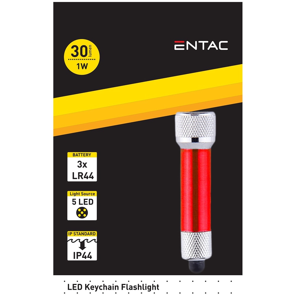 Lanterna Breloc LED ENTAC, 30 lm, 1W, IP44, rosu