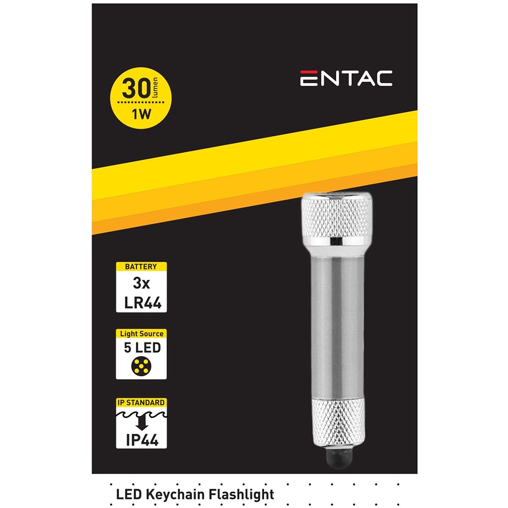 Lanterna Breloc LED ENTAC, 30 lm, 1W, IP44, argintiu
