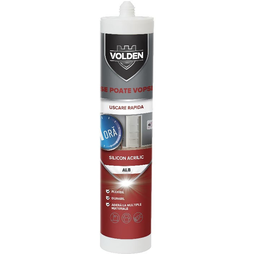 Silicon pentru ferestre si usi aplicare pistol VOLDENT, alb, 280 ml