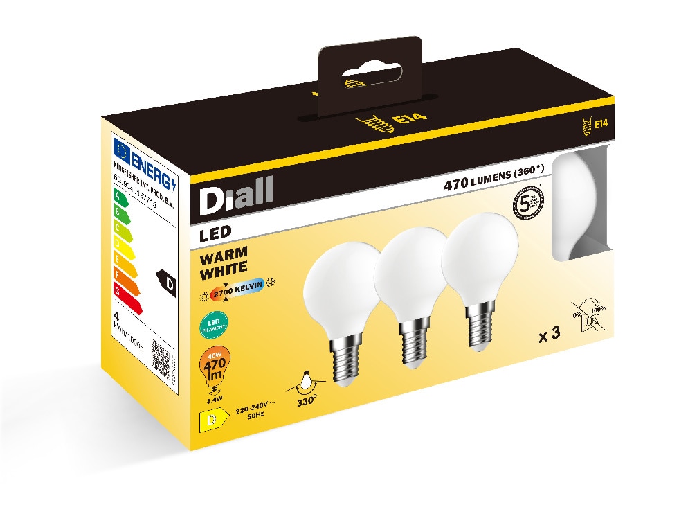 Set 3 becuri Flm Led P45 M E14 470Lm