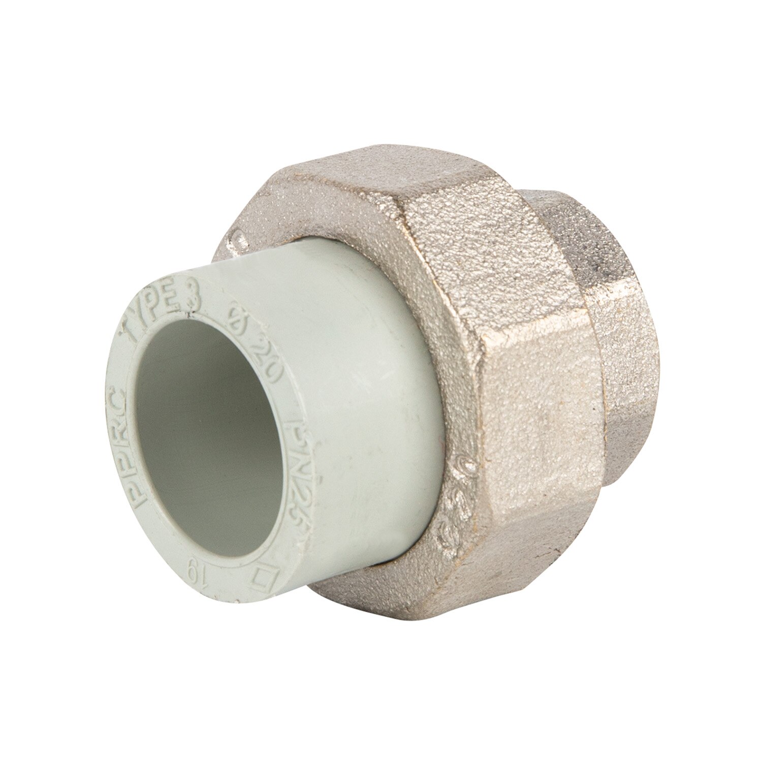 Racord olandez, PPR, gri, metalic, 20 mm, racord 1/2, filet interior