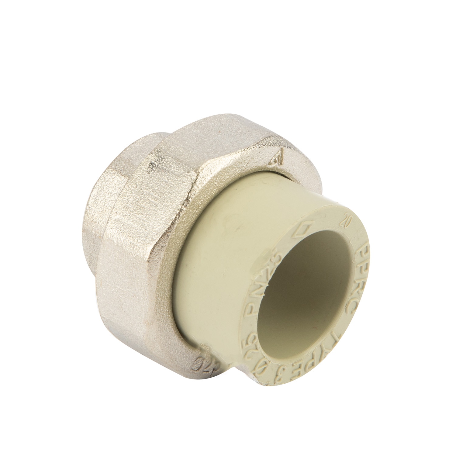 Racord olandez, PPR, gri, metalic, 25 mm, racord 3/4, filet interior