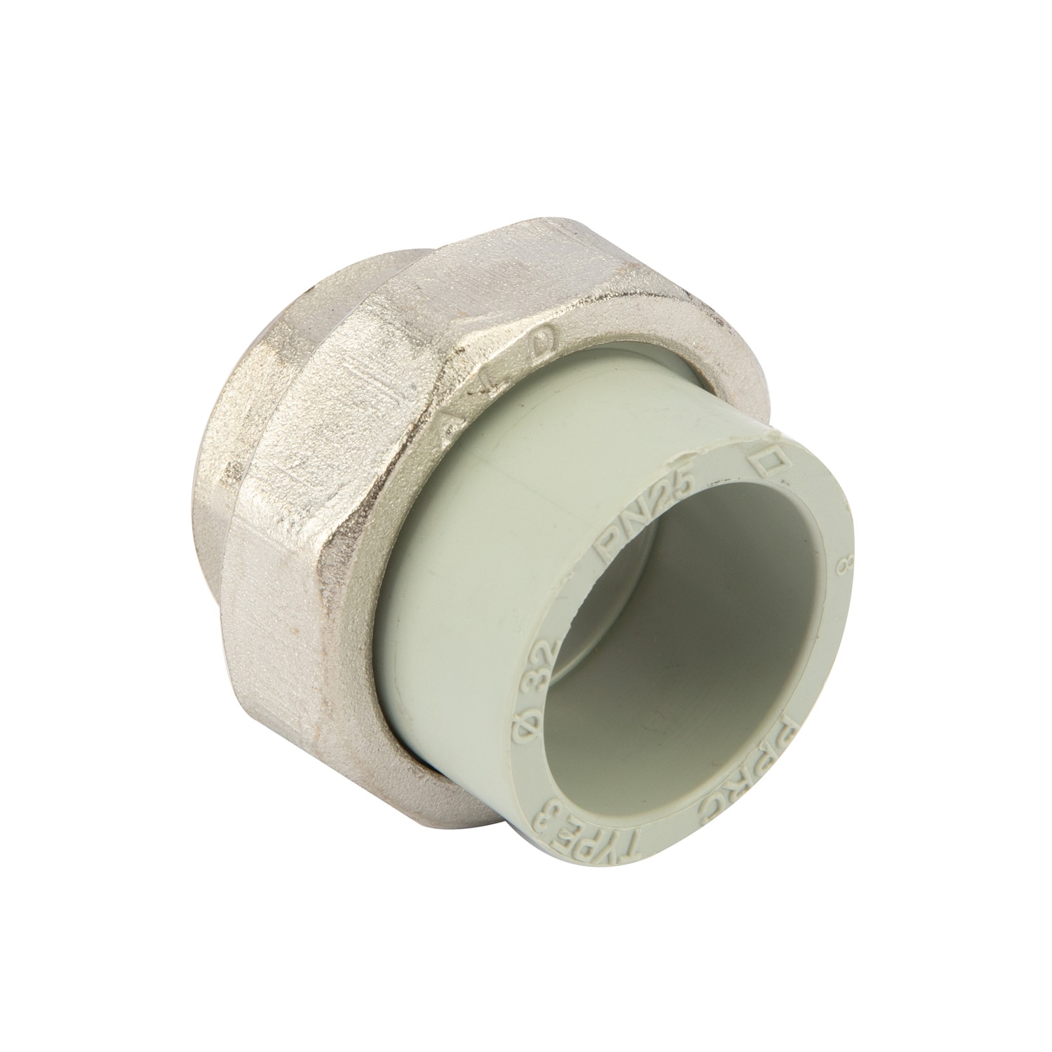 Racord olandez, PPR, gri, metalic, 32 mm, racord 1, filet interior