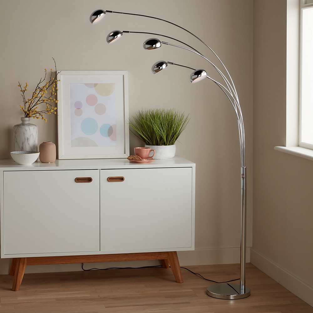 Lampadar LED reglabil Coolah GOODHOME, 160 cm, 38W, 2600lm, IP20, argintiu