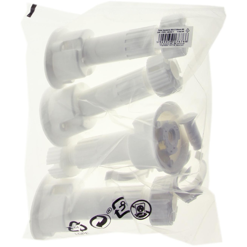 Picior baza mare mobilier, plastic, 28x100 mm, alb, set 4 bucati