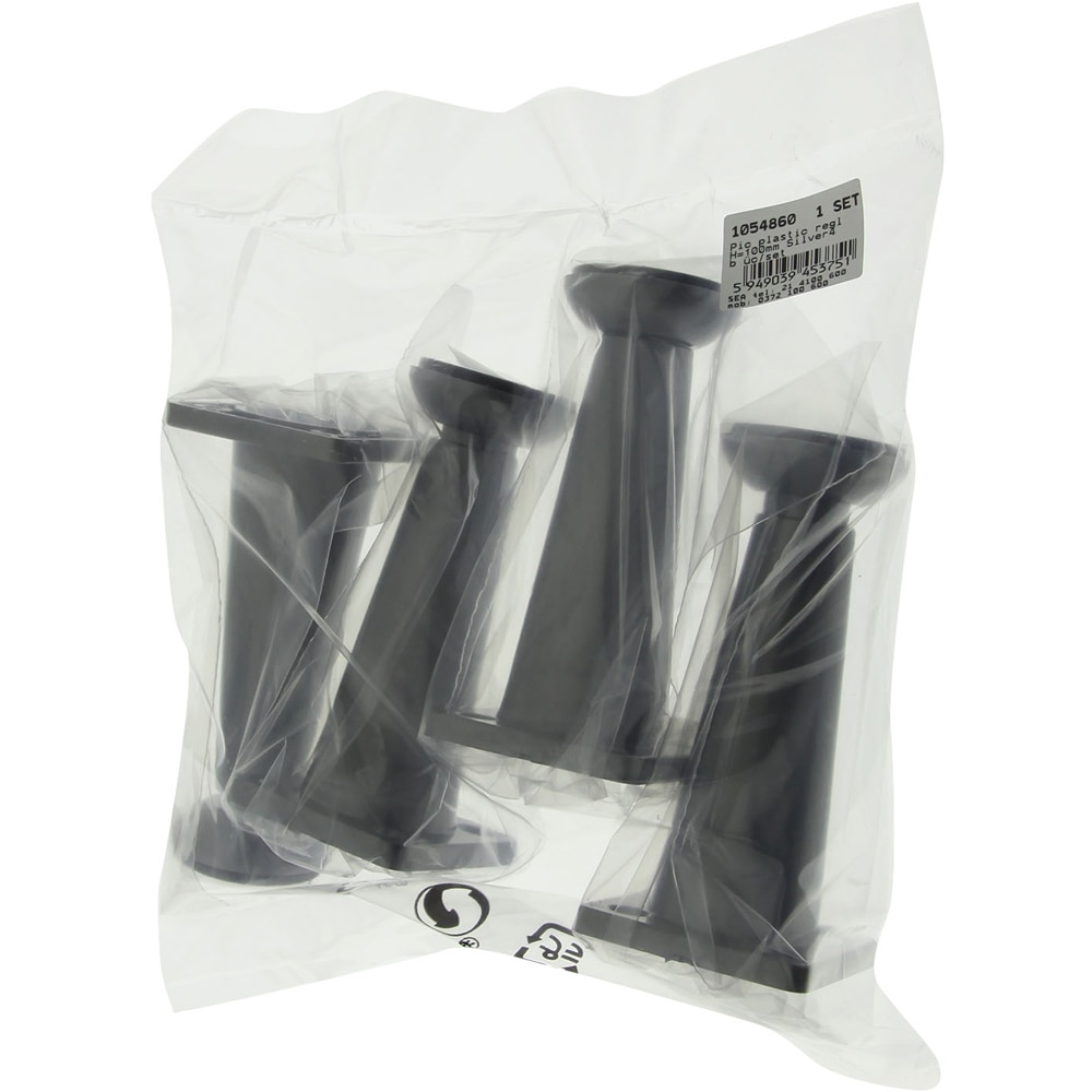 Set picior reglabil, plastic, 100 mm, argintiu, 4 bucati